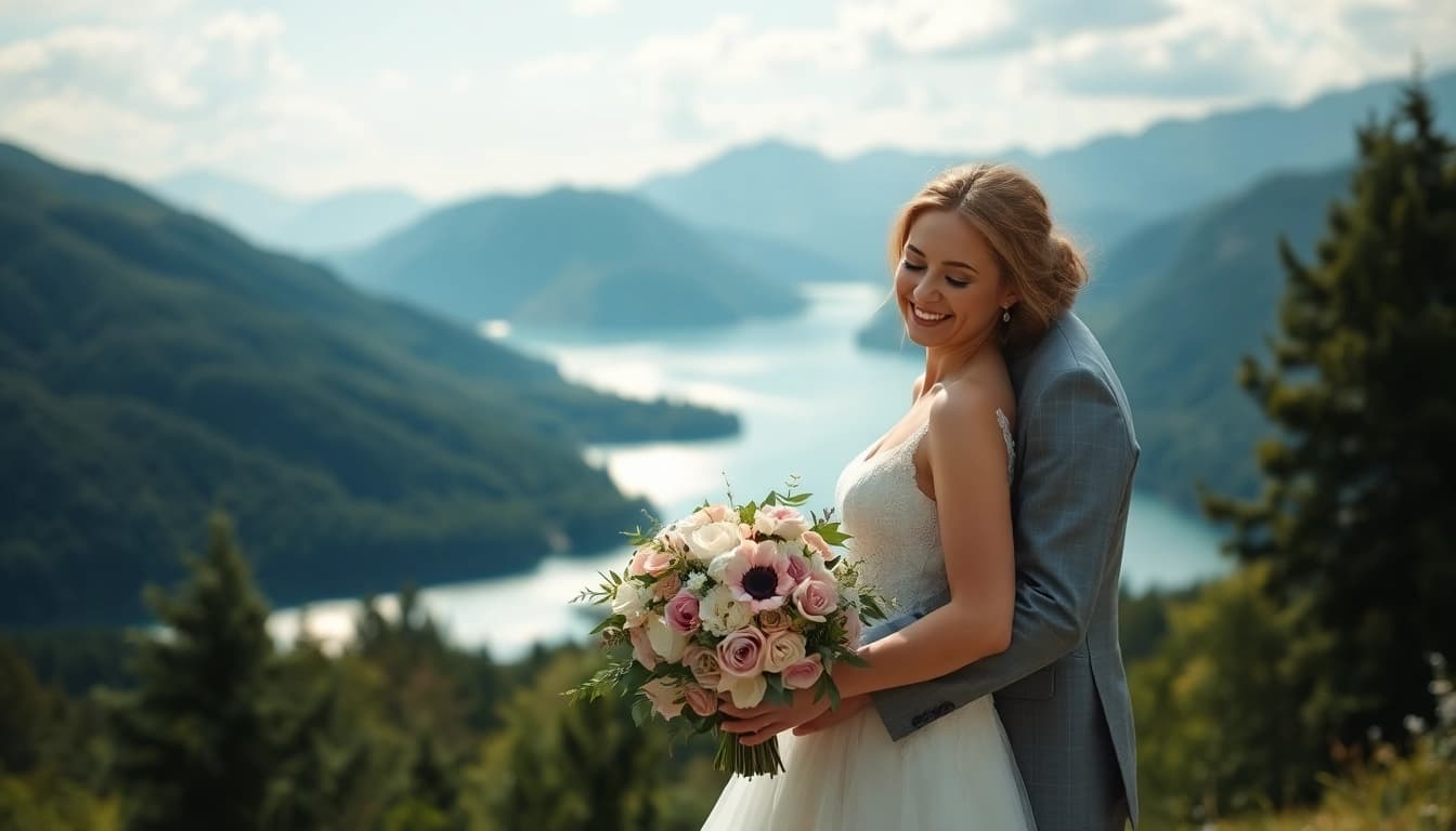 Hochzeitsfotograf Schliersee fotografiert verliebtes Paar vor malerischer Kulisse.