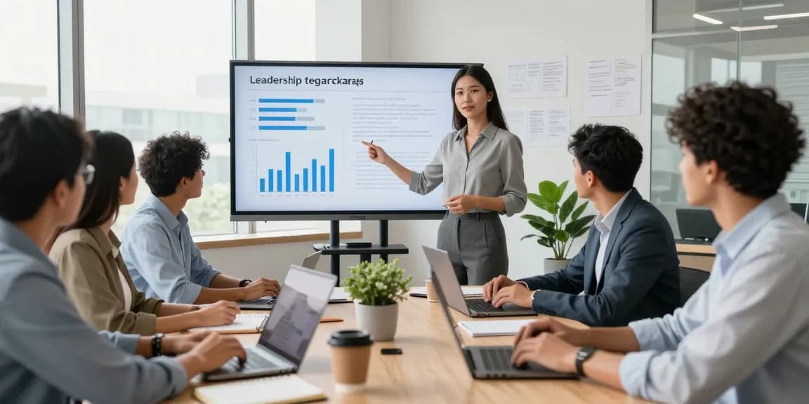 Beurteilung der Führung durch Bewertungen auf der Bewertungsplattform Führung in modernem Büro.