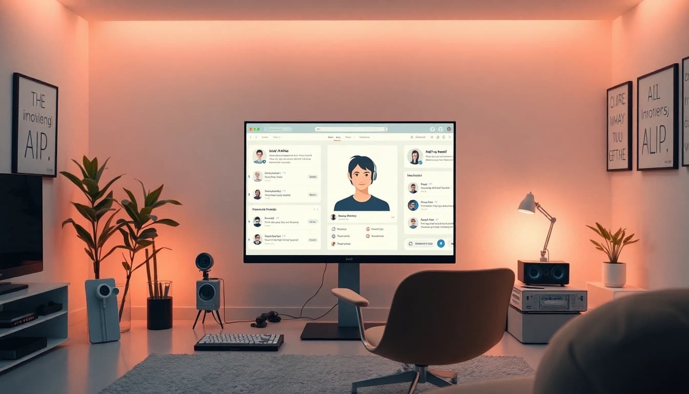 Engaging AI interface featuring an avant-garde design concept of ai slut in a modern workspace.