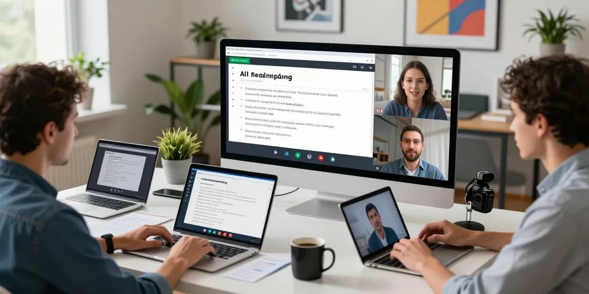 Effiziente AI-Transkriptionssoftware im Einsatz während eines virtuellen Meetings.