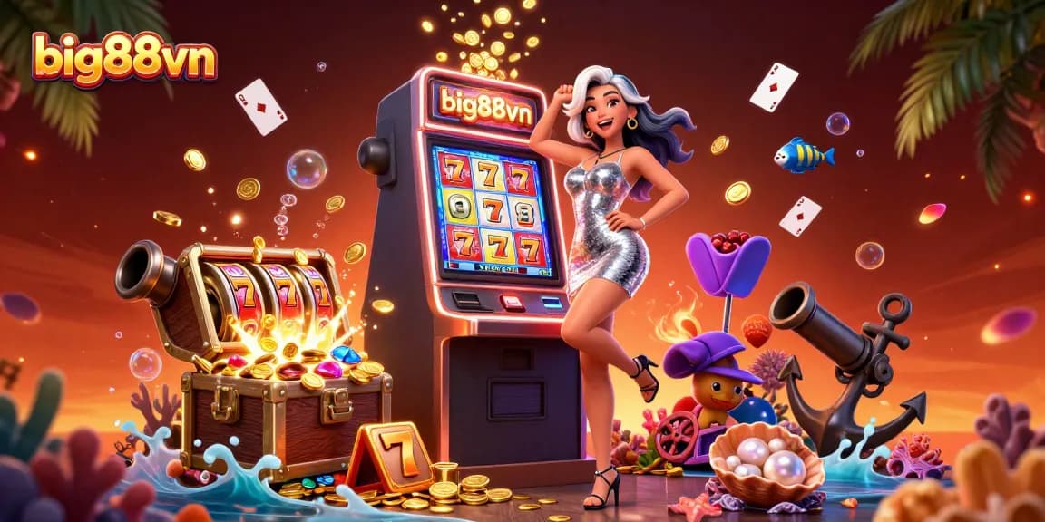 Big88vn wins big at the slots with vibrant casino elements and stunning celebration.