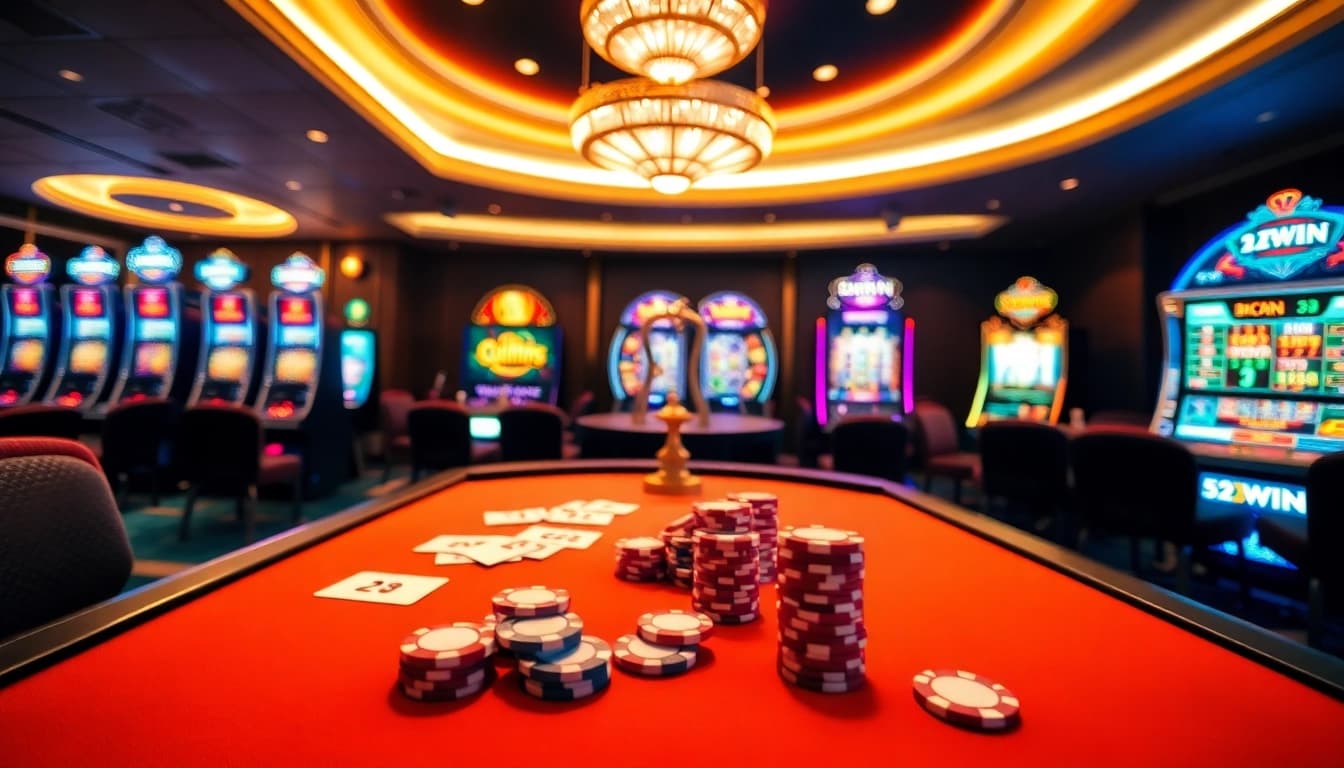 Exciting casino gameplay on 52WIN table with strategic card play and vibrant chips