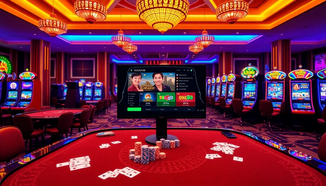 Experience the excitement of XOCDIA88 through vibrant casino gameplay with cards and chips.