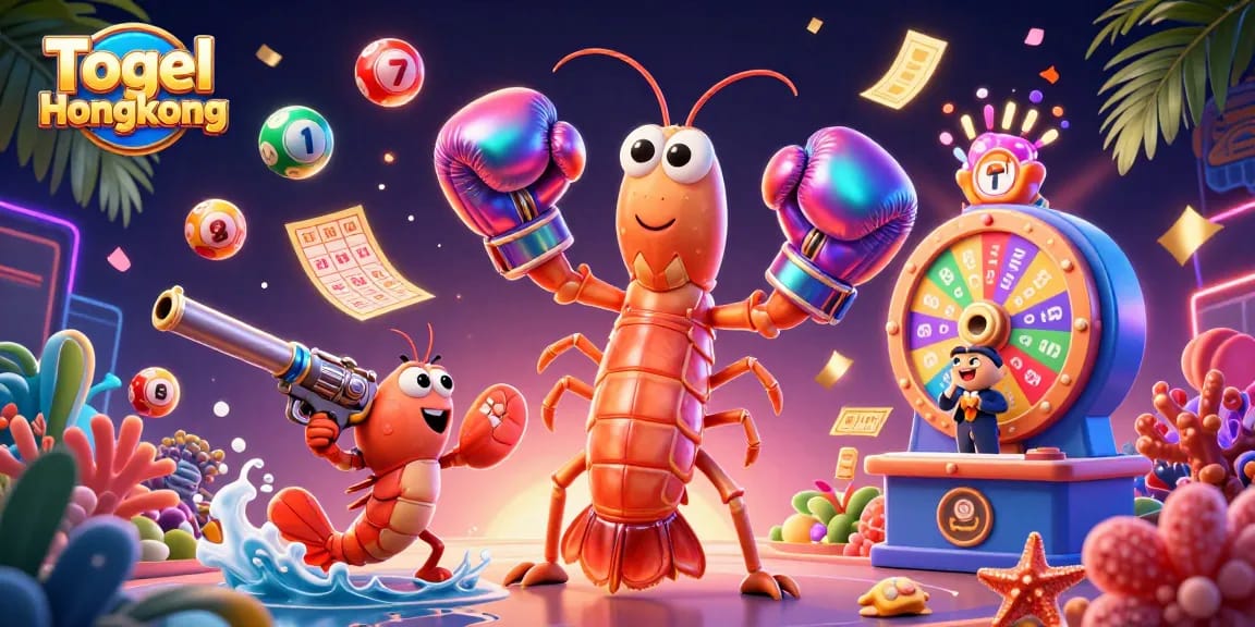 Experience the excitement of Togel Hongkong with vibrant lottery elements in this dynamic 3D illustration.