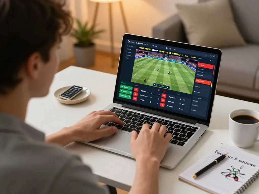 LUCKY88 online sports betting interface displayed on laptop, showcasing user engagement in gambling.