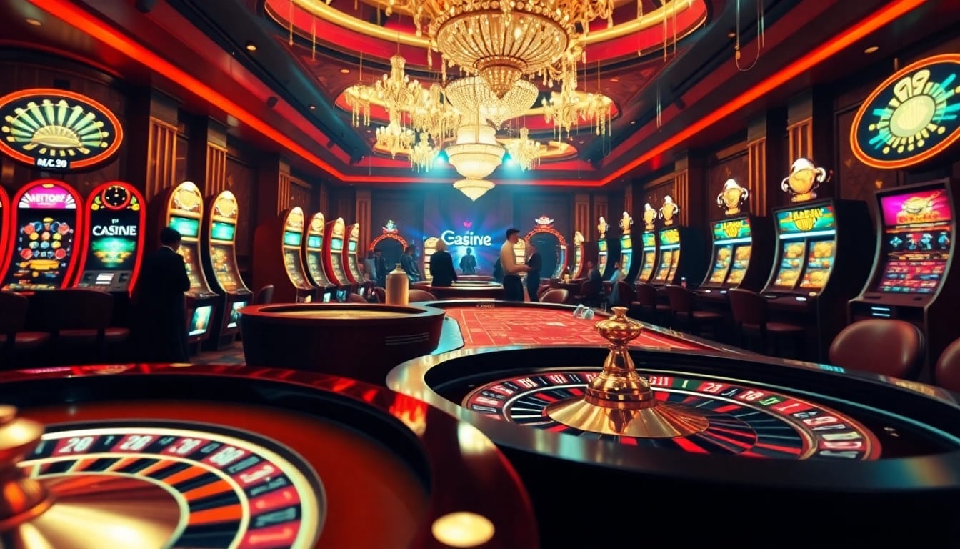 The Hidden Wiki dark web scene showcasing an elegant casino environment filled with a roulette wheel, slot machines, and dynamic poker action.