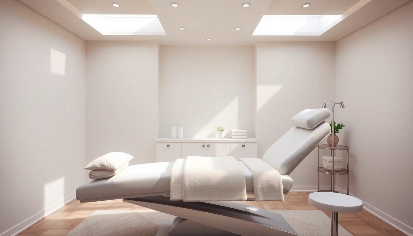 Luxurious Behandlungsstuhl in a serene treatment room, designed for comfort and relaxation.