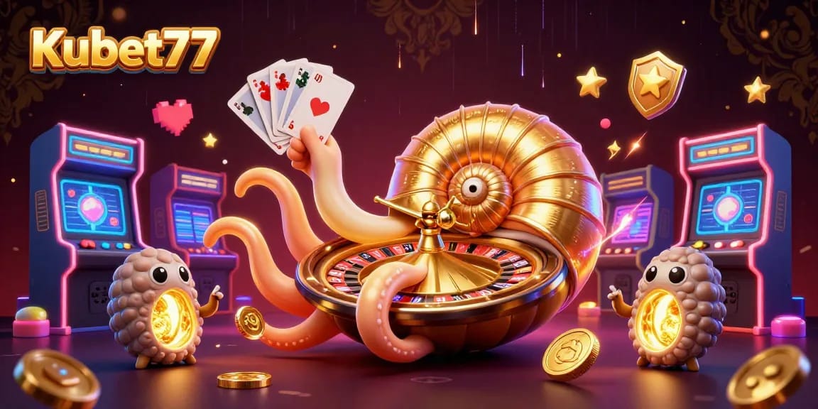 Kubet77 players enjoying the dynamic casino atmosphere, with glowing games and vibrant action