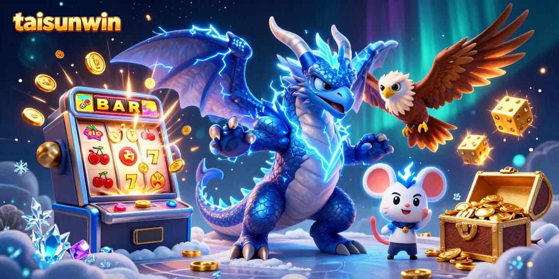 Experience thrilling gameplay with taisunwin's vibrant 3D slot scene featuring a dragon and jackpots.