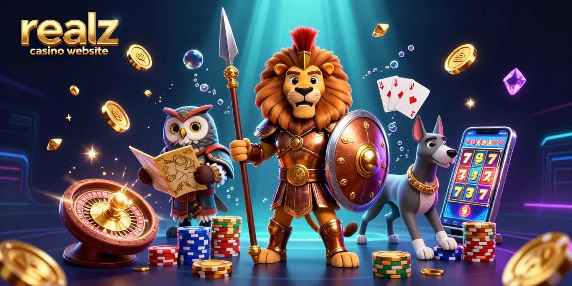 Erlebe das realz casino website mit beeindruckenden 3D-Charakteren und Casino-Elementen.