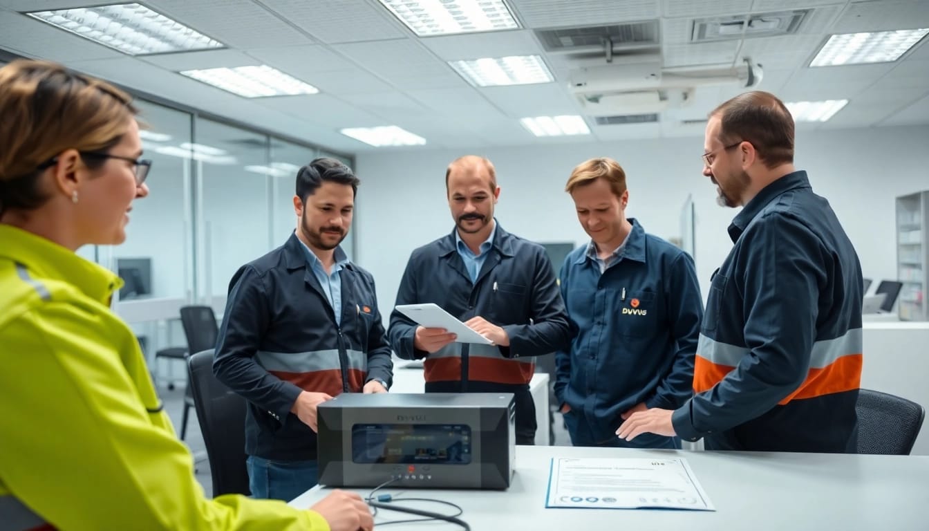 Techniker führt die DGUV V3 Prüfung durch und überprüft die Sicherheit elektrischer Geräte mit modernem Equipment.