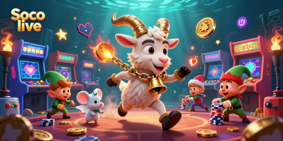 Win with Soco live in a vibrant 3D gaming environment featuring exciting casino elements.