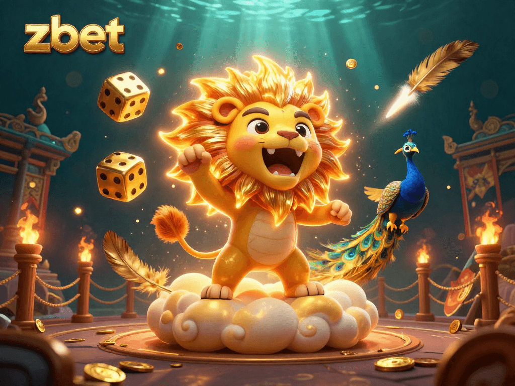 Experience thrilling gameplay at ZBET, highlighted by golden dice and vibrant casino elements in a dynamic illustration.