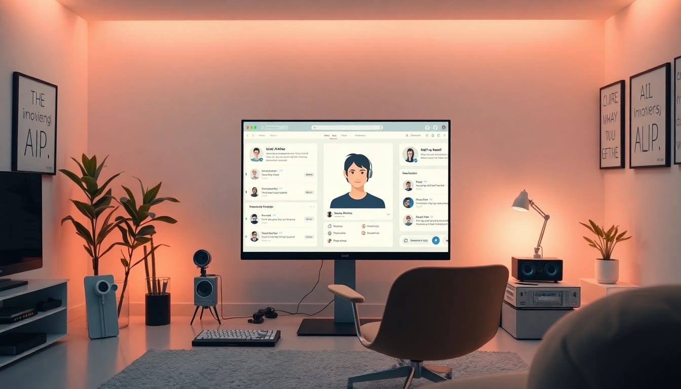 Engaging AI interface featuring an avant-garde design concept of ai slut in a modern workspace.