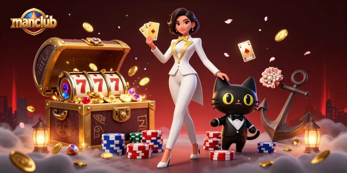 Experience thrilling slots at manclub with glamorous characters and vibrant casino elements.