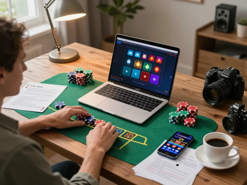Player engaging in live dealer blackjack on fabet while strategizing with notes and a smartphone.