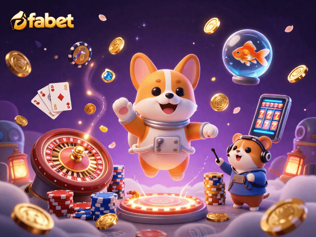 Experience thrilling wins with fabet in a vibrant casino scene filled with joy!