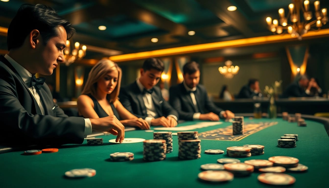 Spiele intensivpflege frankfurt in einem professionellen Casino mit Pokertisch und angespannten Spielern.