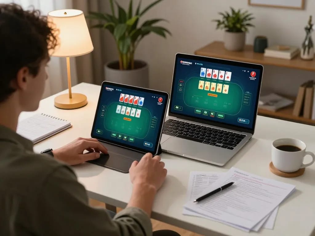 Playing online poker at home using SC88 for strategic gameplay and winning odds.