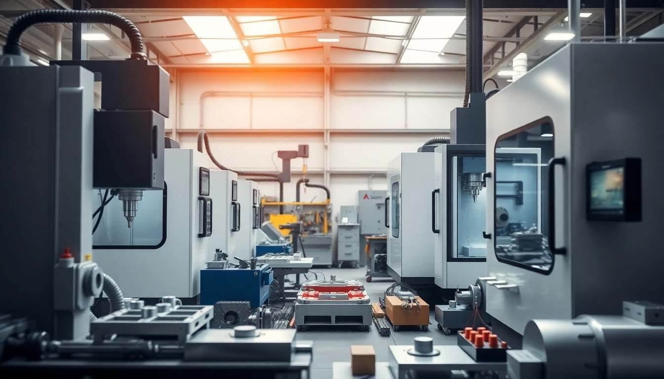 CNC fräsen dienstleister in einer modernen Werkstatt, die CNC-Maschinen in Aktion zeigt.