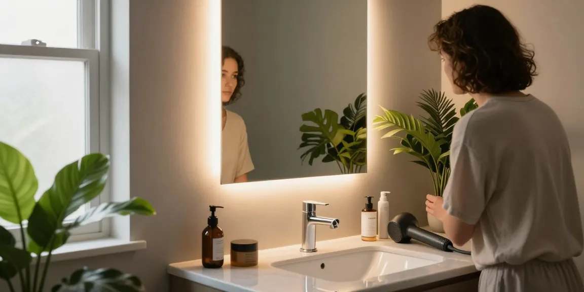 Compacte spiegelkast met LED-verlichting in een moderne badkamer, die de dagelijkse verzorging verbetert.