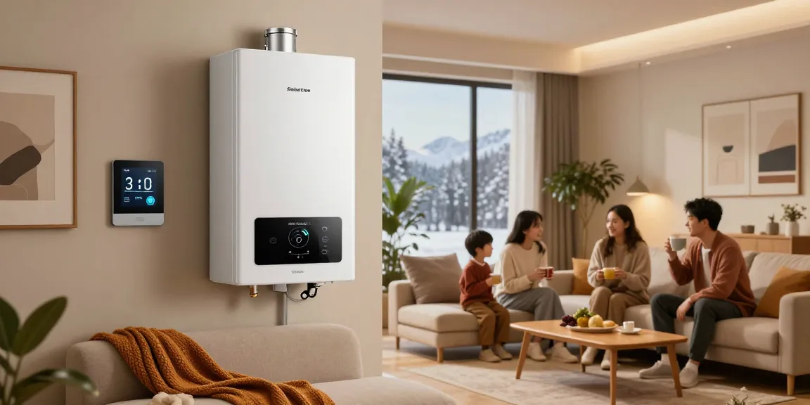 Gemütliches Wohnzimmer mit dem Stiebel Eltron DHB-E 18/21/24 LCD Wasserheizer, in dem eine Familie Wärme und Komfort genießt.