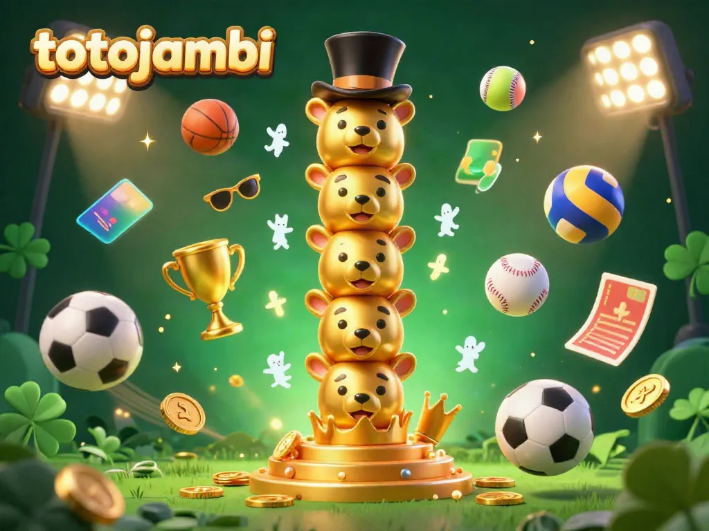Engage with totojambi's dynamic gaming universe featuring a colorful totem pole and vibrant sports elements.
