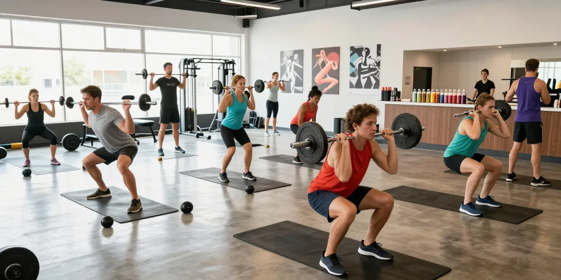 Selliza Shop in einem modernen Fitnessstudio mit energiegeladenen Athleten beim Training und motivierenden Elementen.