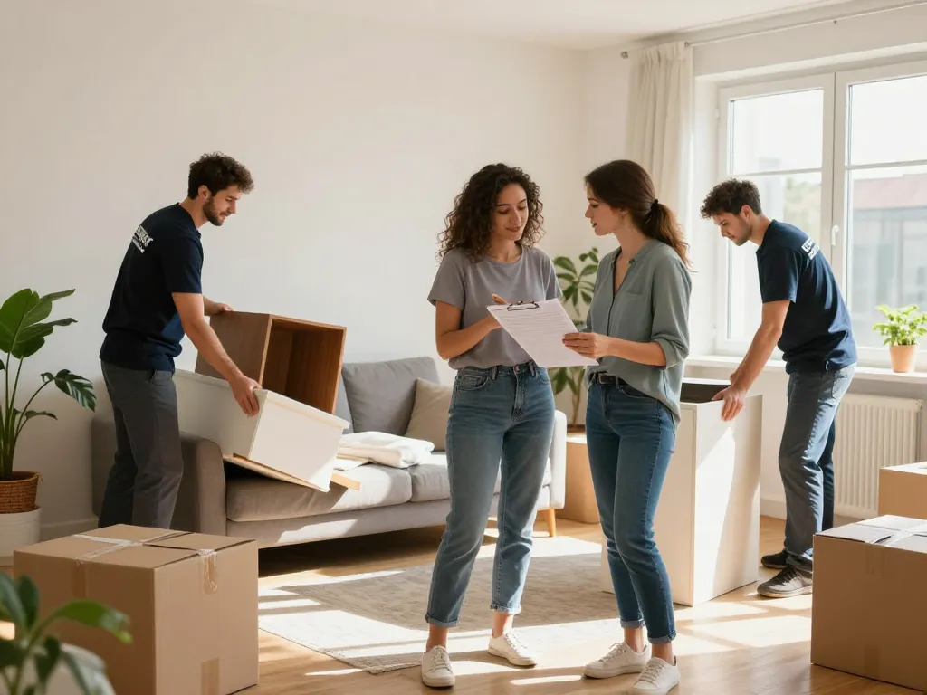 Effizienter Prozess zur Wohnungsräumung, der die Räumung Wien mit einem professionellen Team und einem erleichterten Paar betont.
