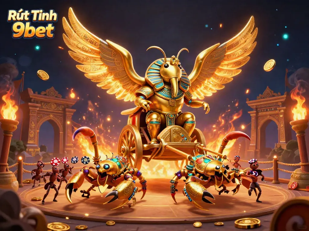 Experience Rút Tiền 9bet with vibrant casino elements in this dynamic scene.