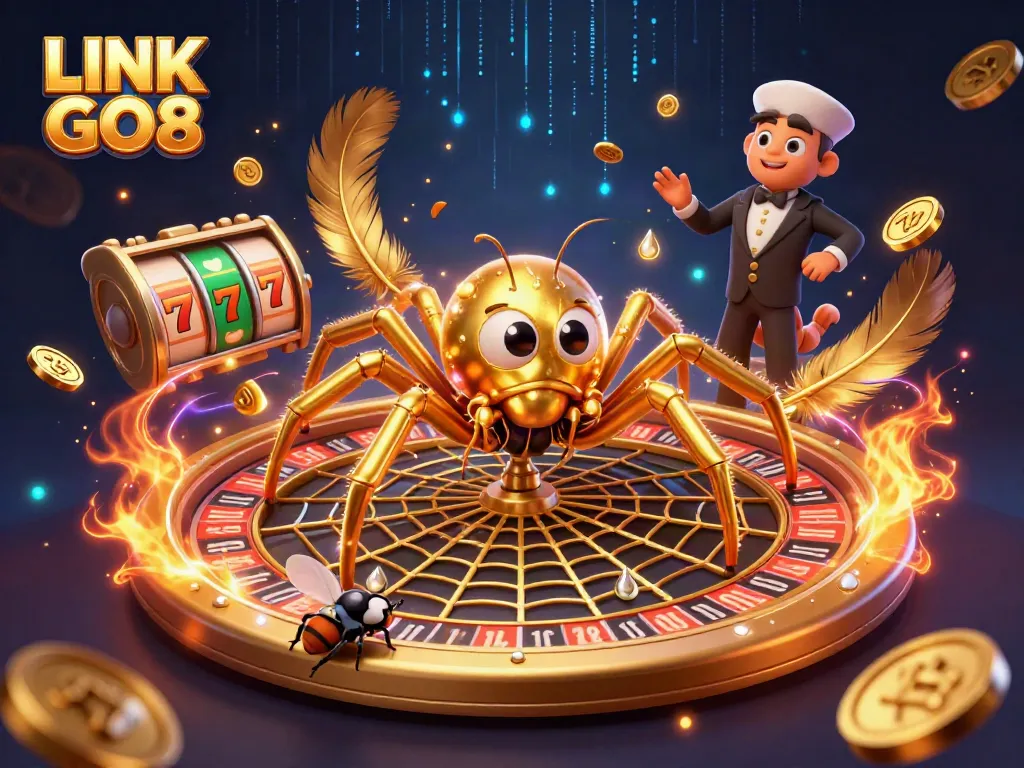 Spin your luck with LINK GO8 at a vibrant roulette wheel and dynamic casino scene.