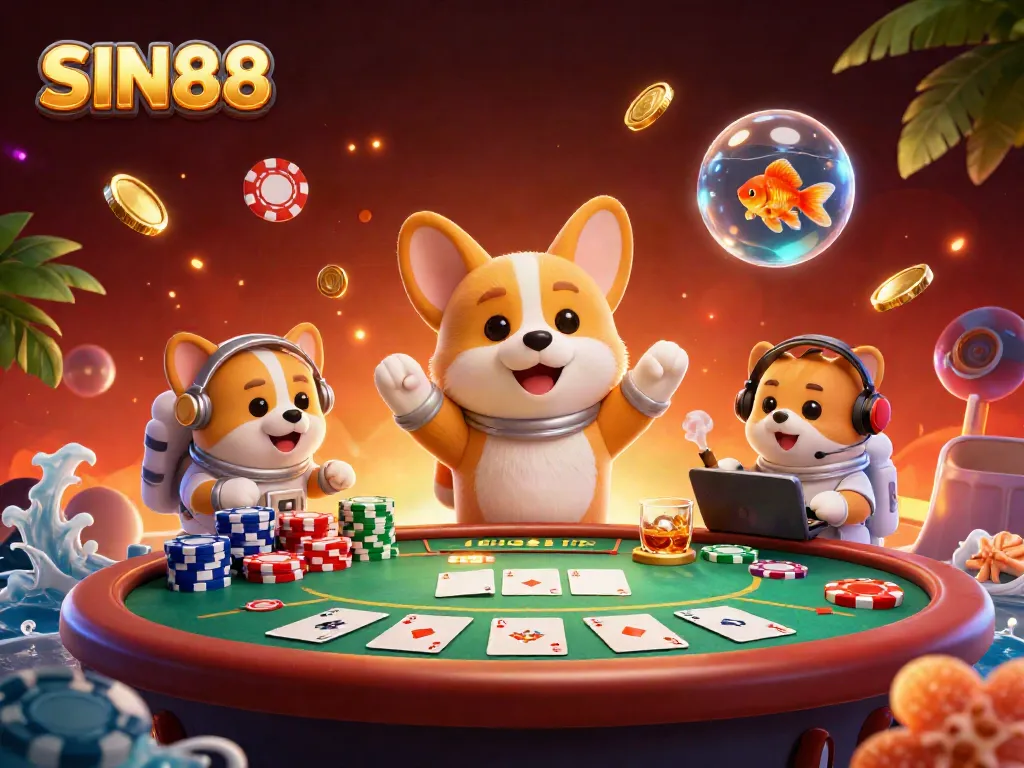 Experience thrilling moments at SIN88 with this dynamic casino illustration showcasing poker excitement.