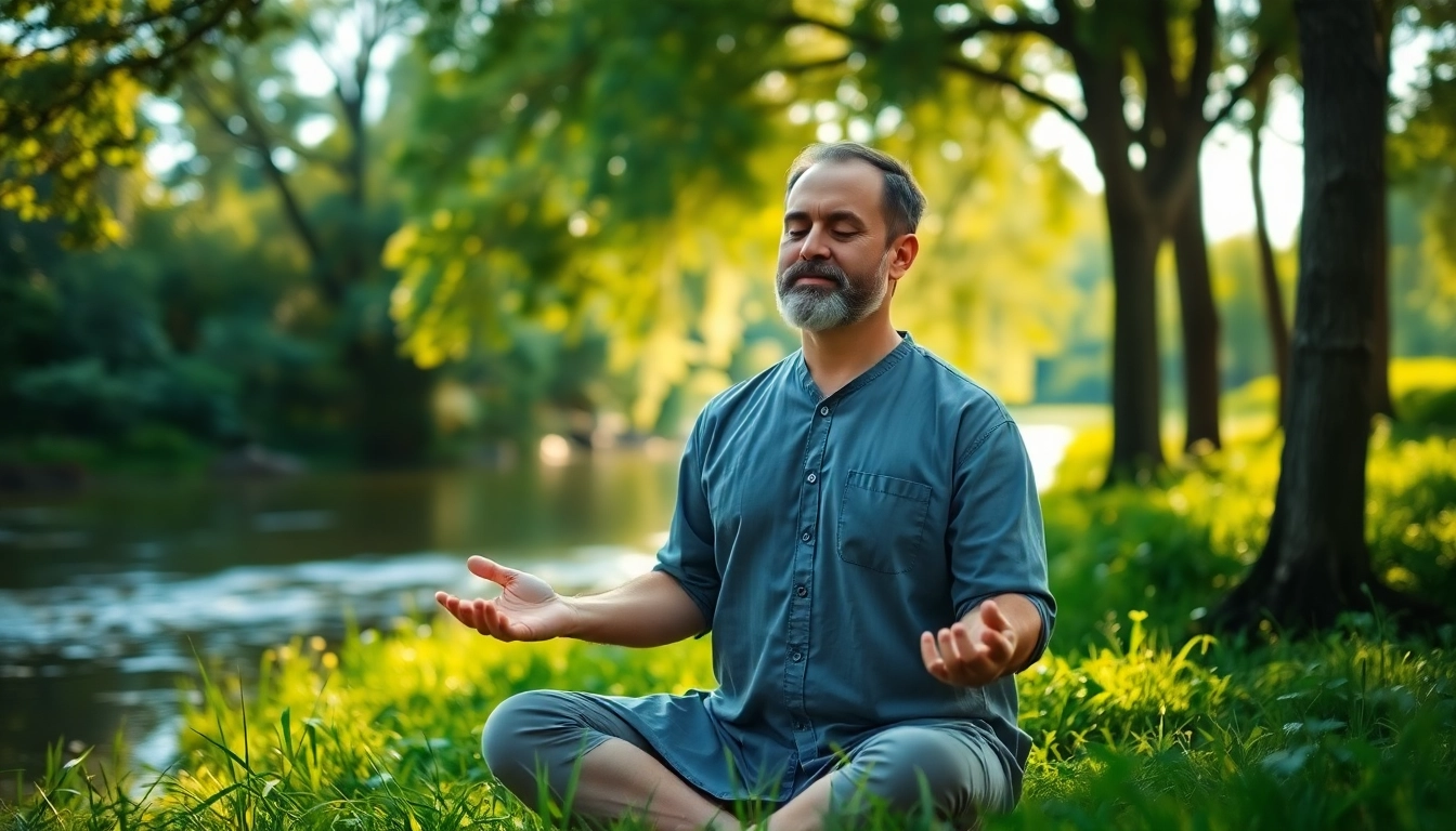 Besonders wichtig ist die meditative Pose eines spirituellen Führers in der Natur.