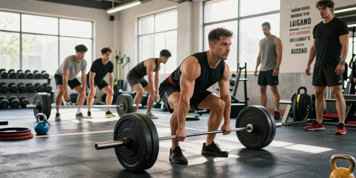 Bodybuilder, der im Fitnessstudio Gewichte hebt und Stärke sowie Vitalität zeigt, fördert den Anabolika Shop Deutschland für effektives Fitnesstraining.