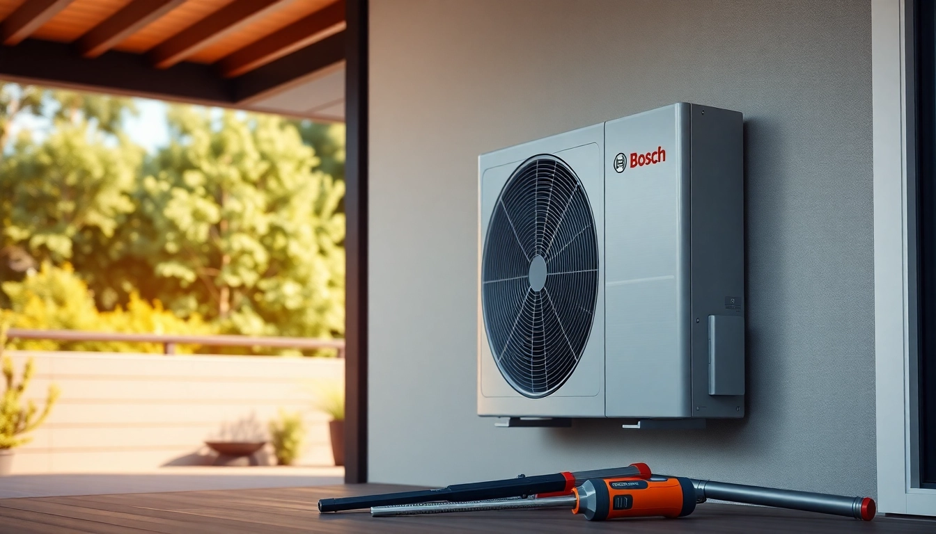 Wärmepumpe Bosch in einem modernen Zuhause, installation zeigt Effizienz und Eleganz.