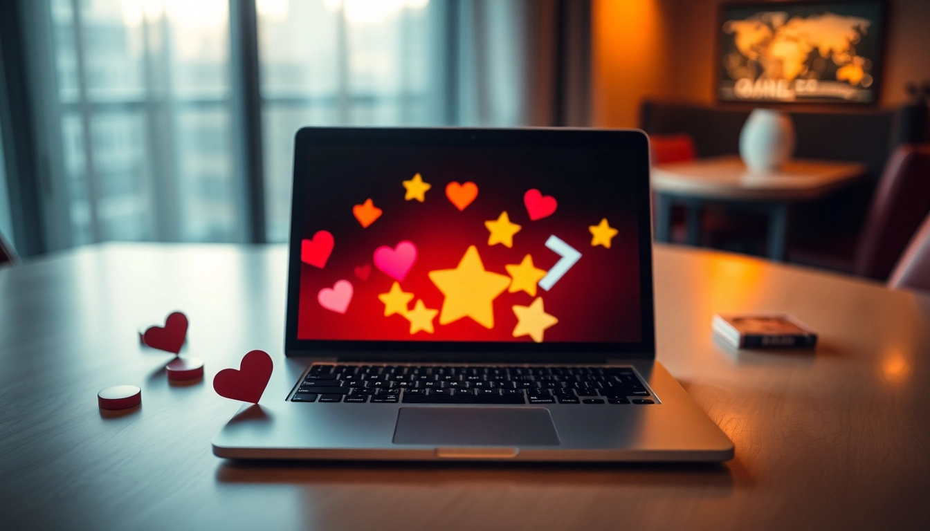 Spielen von casino spiele kostenlos spielen ohne anmeldung auf einem Laptop in einem einladenden Raum mit bunten Symbolen.