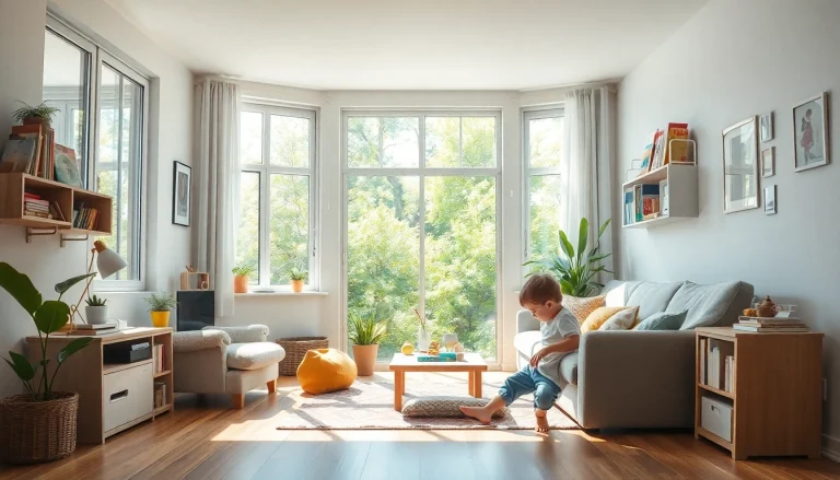 Kind lernt kreativ im Heimunterricht in einladendem Raum mit leuchtenden Farben und pädagogischen Materialien.