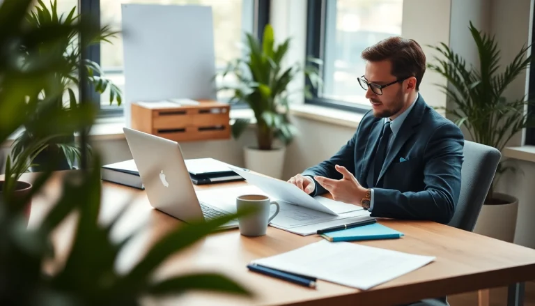 Professioneller Headhunter in modernem Büro analysiert Kandidatenprofile.