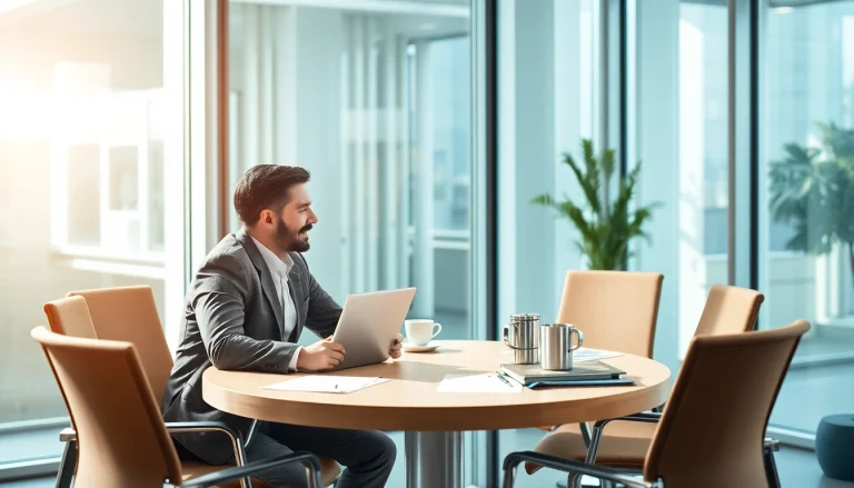 Professioneller Headhunter Vertrieb präsentiert digitale Analysen mit Klienten am Tisch.