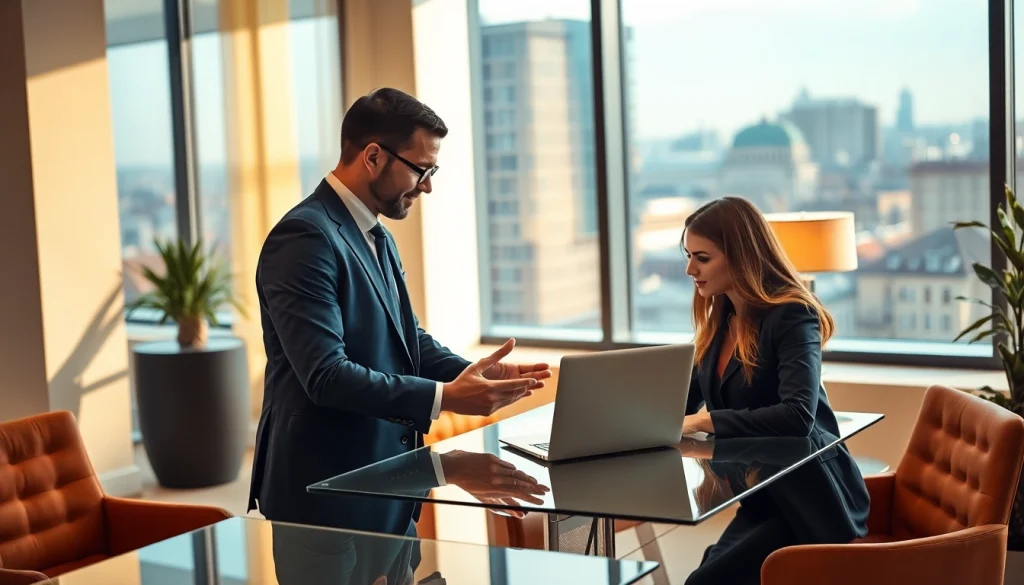 Headhunter führt ein professionelles Gespräch mit einem Kandidaten in einem modernen Büro