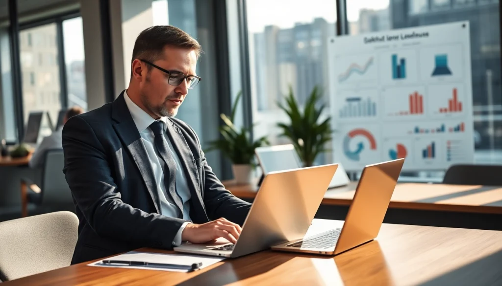 Headhunter Gelsenkirchen: Ein professioneller Headhunter arbeitet fokussiert in einem modernen Büro.
