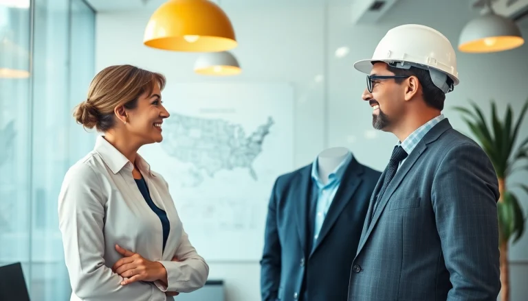 Professioneller Headhunter Baubranche im Gespräch mit Bauleiter, um die besten Talente zu finden.