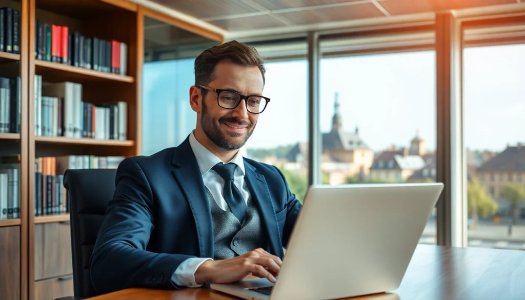 Professioneller Headhunter Trier im modernen Büro, der konzentriert arbeitet.