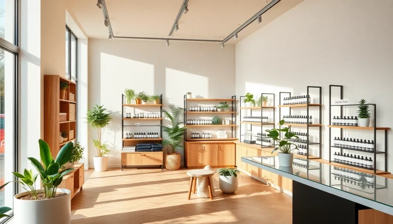 CBD Produkte sorgfältig präsentiert in einem hellen und einladenden Shop in Zürich.