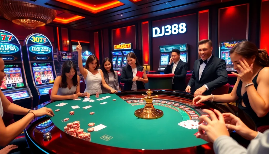 Experience the thrill of DU388 casino gaming with luxurious roulette tables and excited players.