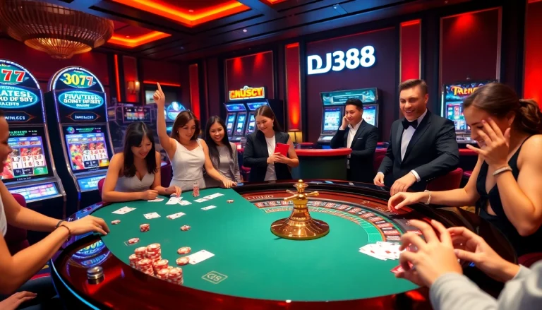 Experience the thrill of DU388 casino gaming with luxurious roulette tables and excited players.