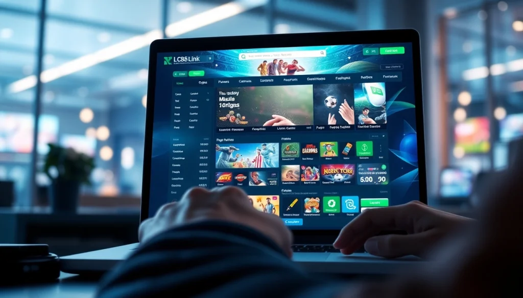 Engaging digital gambling interface showcasing the LC88 Link for online betting.