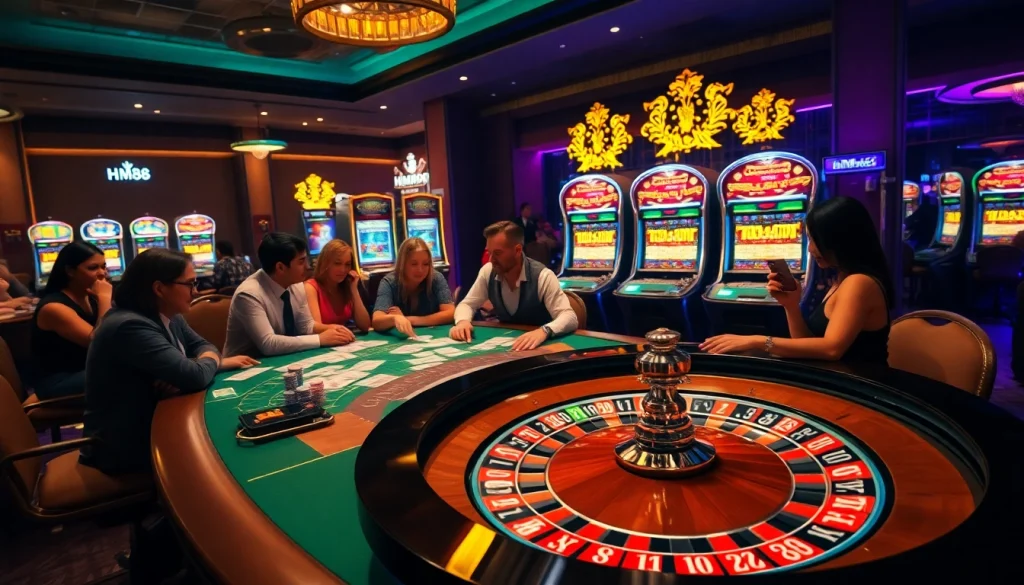 Engage with the excitement of HM88 while playing at a luxurious casino table filled with vibrant poker chips and cards.