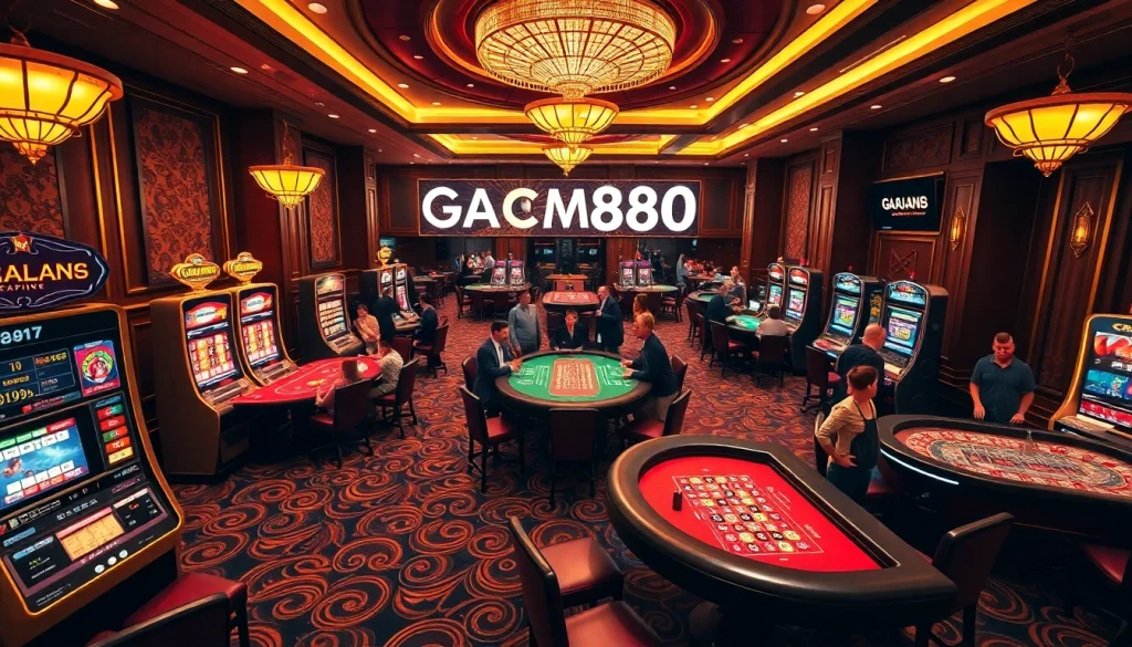 GACAM888 players enjoying exciting casino games in a luxurious setting