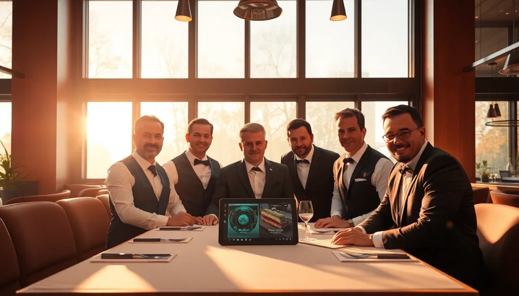 Das Headhunter Gastronomie-Team bespricht Strategien in einem modernen Restaurant-Setting.